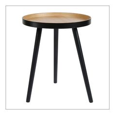 Table d'appoint bois noir ronde H 49cm