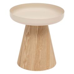 Table d'appoint HERCYNA ronde bois clair et argile 40x41.8cm