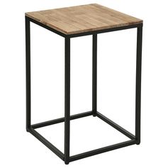 Table d'appoint industrielle EDENA bois et métal 42 x H 65cm - ATMOSPHERA