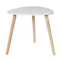 Table d'appoint SHELLY blanc et bois 48x46x48cm