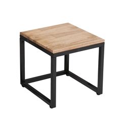 Table d'appoint style industriel EDENA métal et acacia 40x40cm