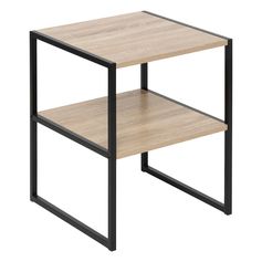 Table de chevet 2 niveaux ALIAJ bois clair et noir 40x50x40cm