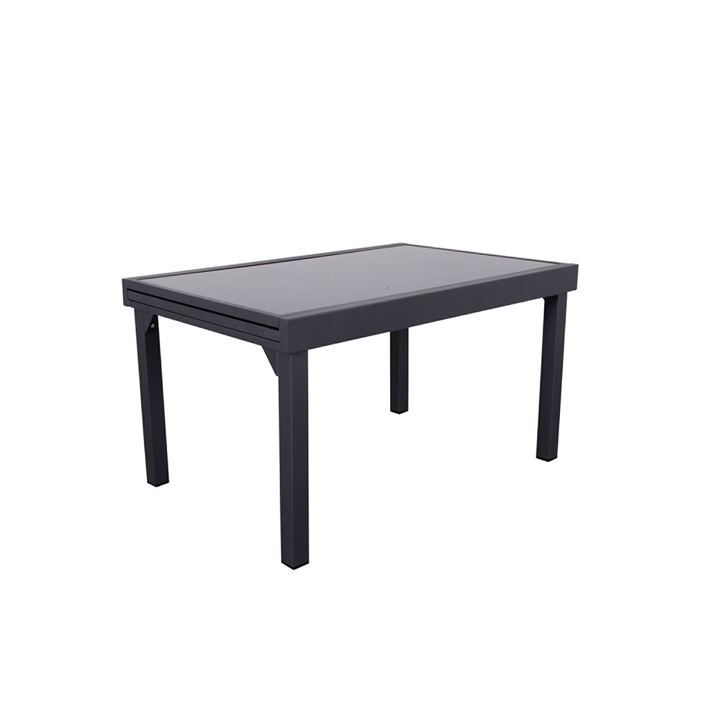 Table de jardin extensible PIAZZA plateau verre graphite 6/10 personnes
