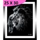 Tableau photo Lion noir et blanc cadre noir 25x30cm