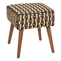 Tabouret CHIARA chenille jacquard noir et ocre H 41cm