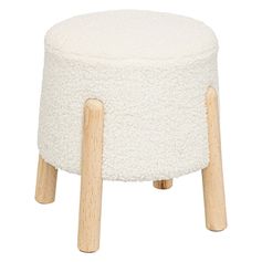Tabouret d'appoint bouclette blanc INUIT 41x35x41.5 cm