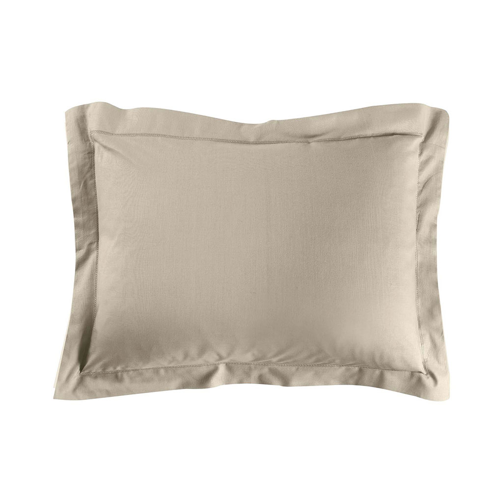 Taie d'oreiller à volant coton 57 fils beige 50x70cm