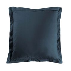 Taie d'oreiller carrée à volant coton 57 fils bleu indigo 63x63cm