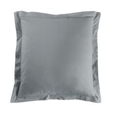 Taie d'oreiller carrée à volant coton 57 fils gris perle 63x63cm