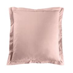 Taie d'oreiller carrée à volant coton 57 fils rose 63x63cm