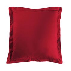 Taie d'oreiller carrée à volant coton 57 fils rouge 63x63cm