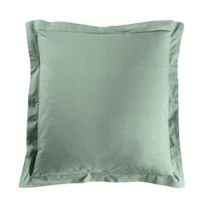 Taie d'oreiller carrée à volant coton 57 fils vert clair 63x63cm