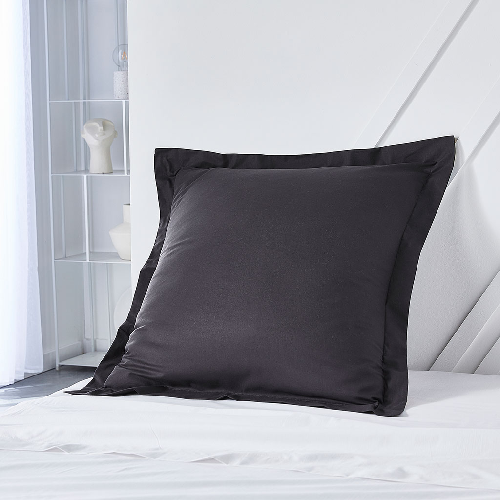 Taie d'oreiller satin de coton fusain 63x63cm