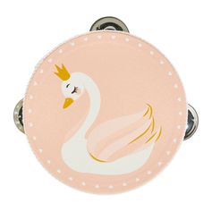 Tambourin bois motif cygne D 14x4.5cm