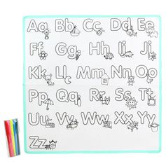Tapis à colorier lavable alphabet avec feutres 50x50cm