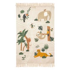 Tapis carte de la jungle en coton 100x150cm