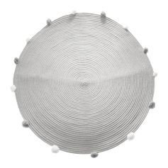 Tapis coton pompons gris et blanc D 90cm