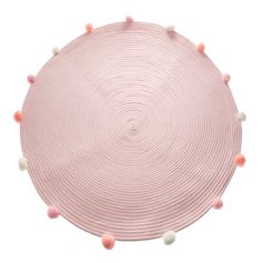Tapis coton pompons rose et blanc D 90cm