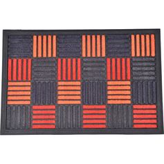 Tapis d'entrée CAROLL à motifs carrés orange et noir 40x60cm