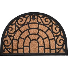 Tapis d'entrée demi-lune coco naturel et noir  40x60cm
