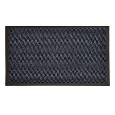 Tapis d'entrée PVC bleu foncé contour noir 80x120cm