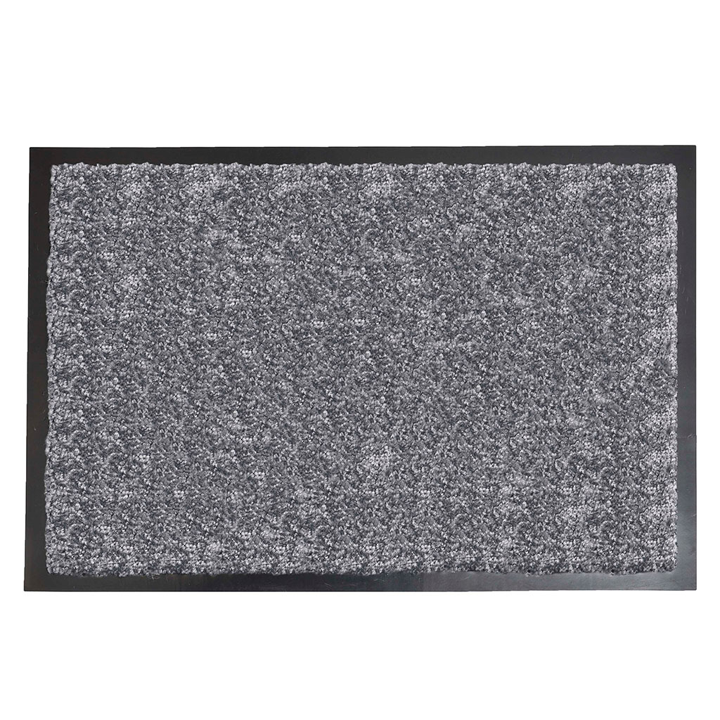 Tapis d'entrée PVC bleu gris chiné contour noir 60x80cm - Centrakor