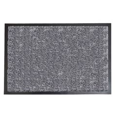 Tapis d'entrée PVC bleu gris chiné contour noir 60x80cm