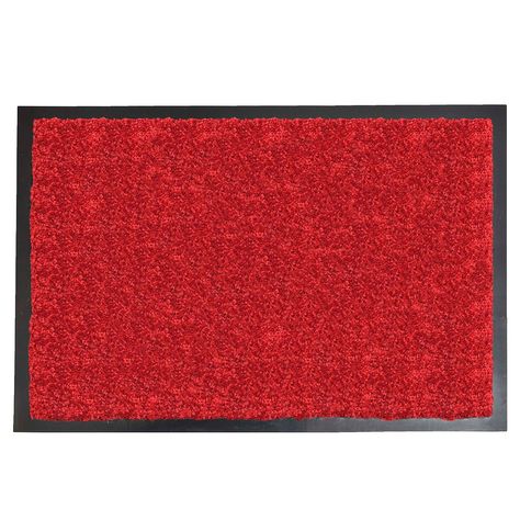 Tapis d'entrée PVC rouge contour noir 80x120cm