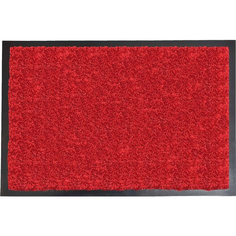 Tapis d'entrée rouge bordures en caoutchouc noires 40x60cm