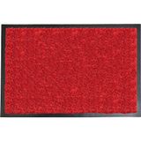 Tapis d'entrée rouge bordures en caoutchouc noires 60x80cm