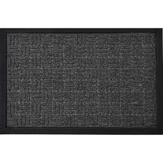 Tapis d'entrée YVAN à motifs carrés gris rebord en caoutchouc 40x60cm