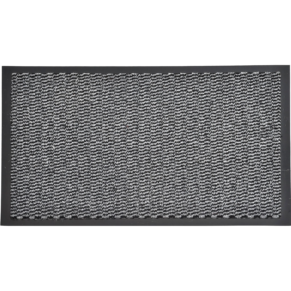 Tapis d'entrée PVC bleu foncé contour noir 80x120cm - Centrakor