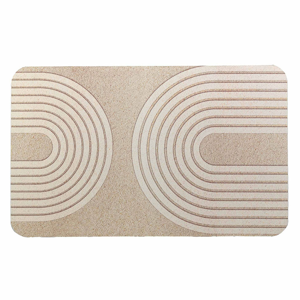 Tapis de bain absorbant ADRIEL polyester naturel et blanc 50x80cm