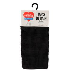 Tapis de bain chenille noir 45x75cm
