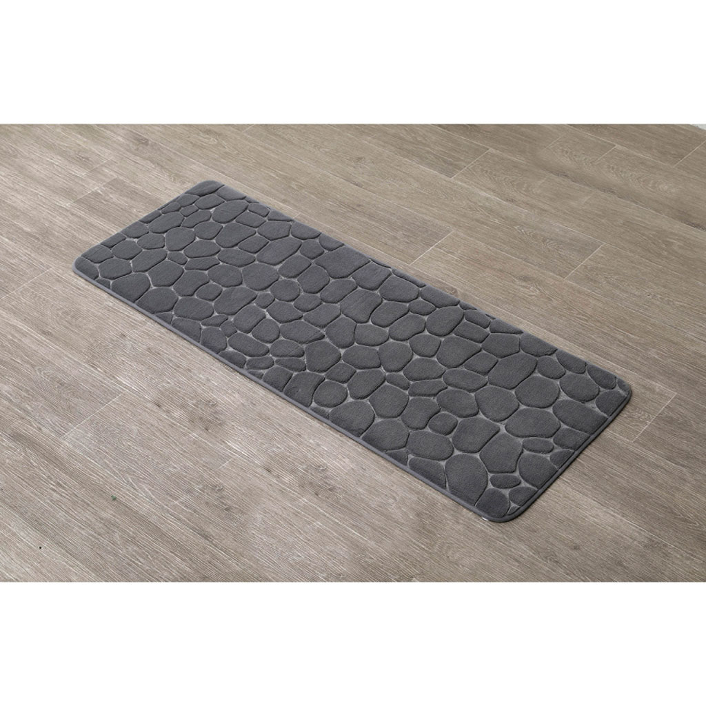 Tapis de bain galets à mémoire de forme gris foncé 45x120cm Centrakor