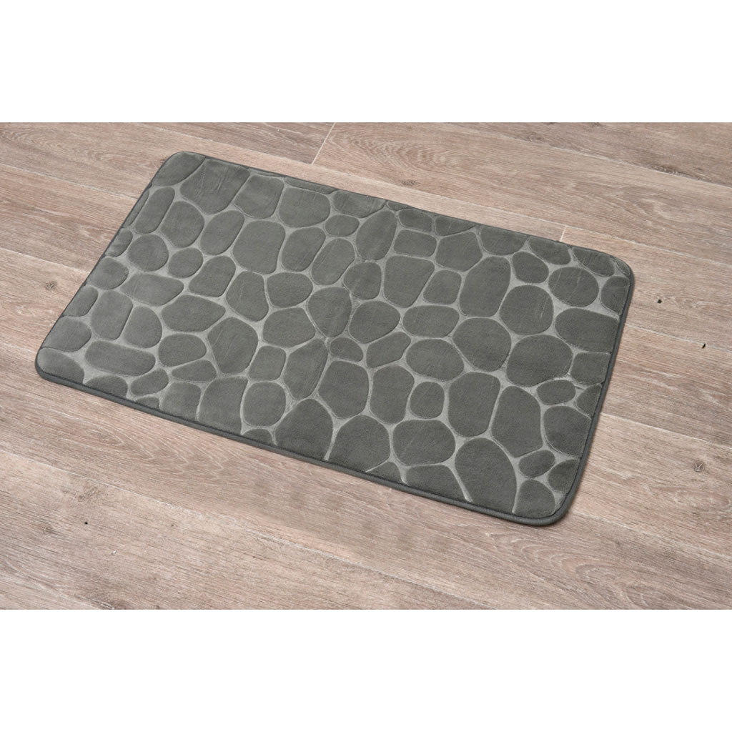 Tapis de bain galets mémoire de forme kaki 50x80cm