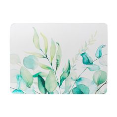 Tapis de bain imprimé AQUARELLE rectangulaire vert clair et blanc 45x60cm
