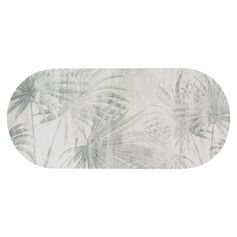 Tapis de bain imprimé ovale OASIS URBAIN souple gris clair 45x100cm