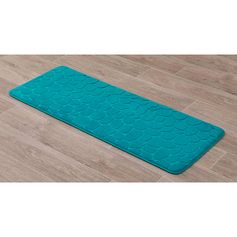Tapis de bain mémoire de forme galets bleu canard 45x120cm