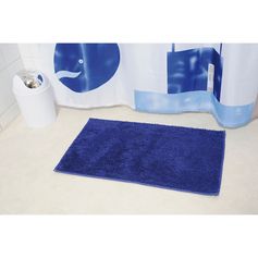Tapis de bain polyester bleu marine 45x75cm