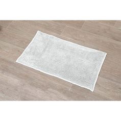 Tapis de bain polyester chenille blanc 45x75cm
