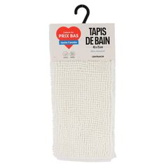 Tapis de bain polyester chenille blanc 45x75cm
