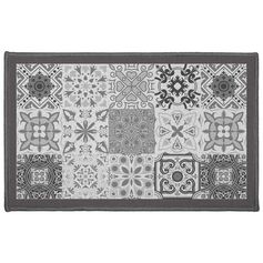 Tapis de passage déco carreaux de ciment gris 50x80cm