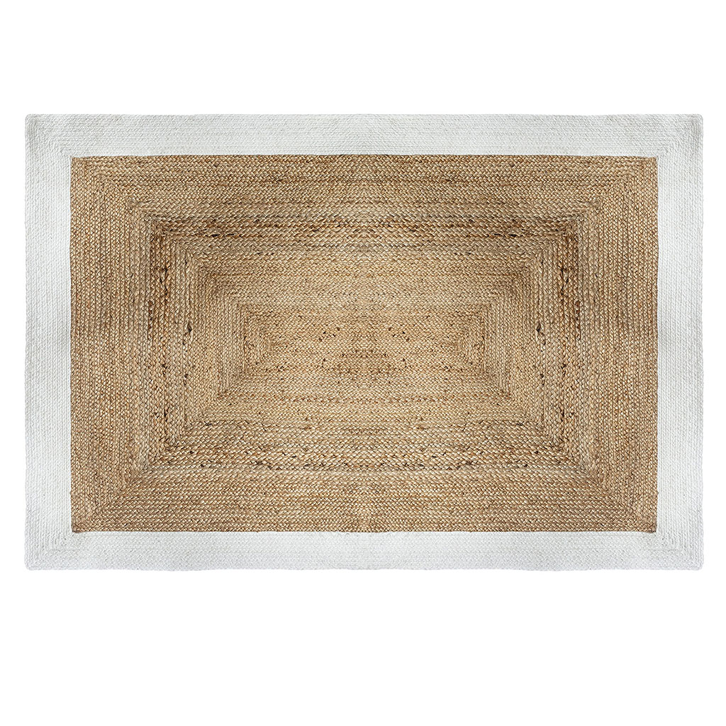 Tapis déco jute bord blanc 120x170cm