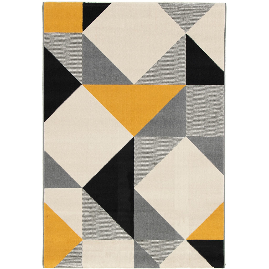 Tapis géométrique EXAGO noir et jaune 120x170cm Centrakor