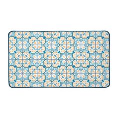 Tapis imprimé ANDALOU rectangulaire bleu 80x45cm