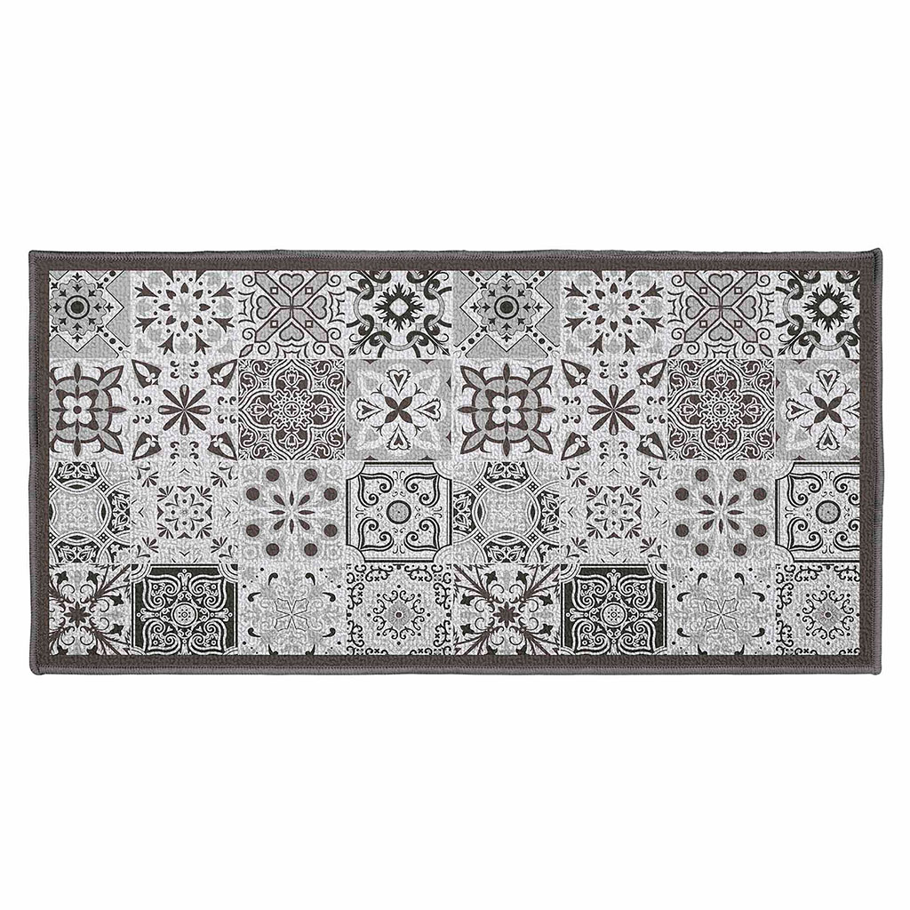 Tapis rectangulaire de décoration imprimé géométrique gris 57x115cm