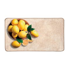 Tapis rectangulaire imprimé citrons beige et jaune 80x45cm