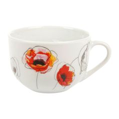Tasse porcelaine imprimé coquelicots 22cl