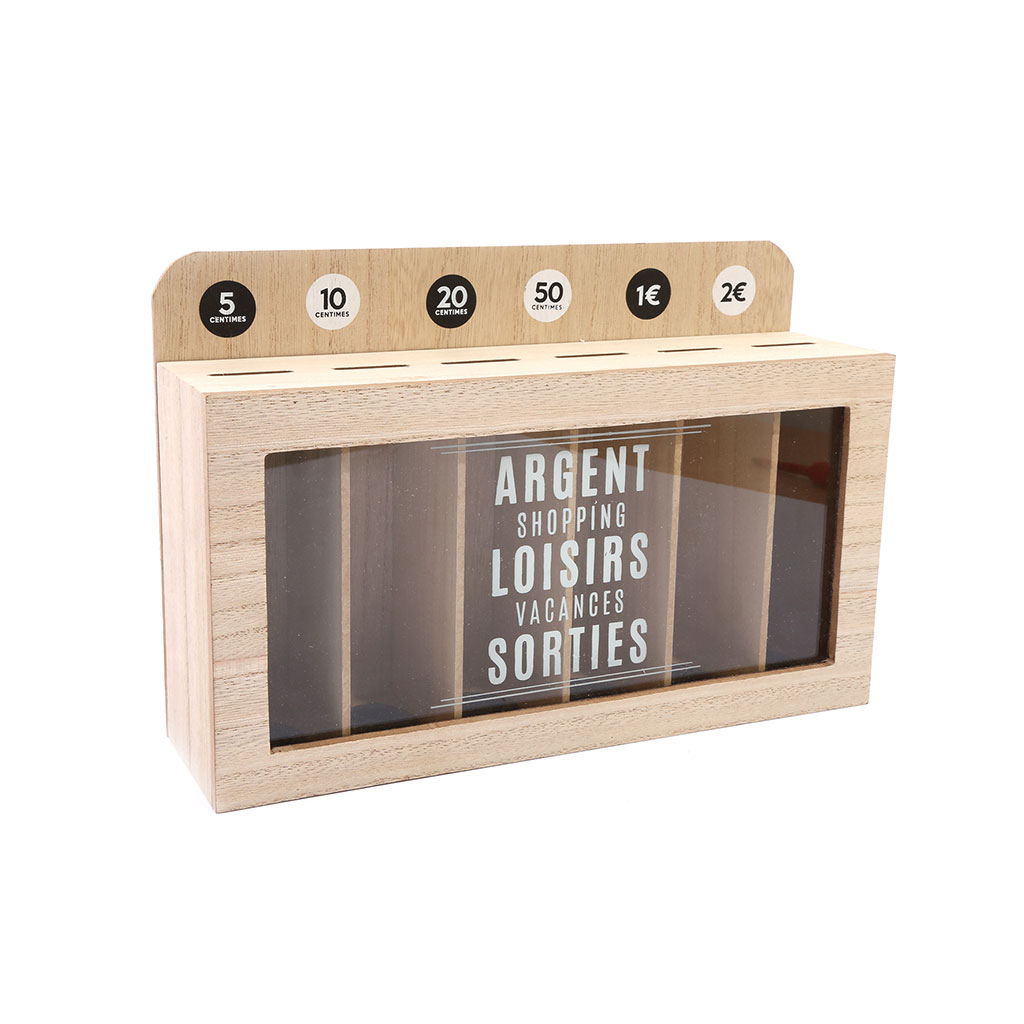 Tirelire shopping fibres de bois 30x20x8cm